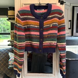Multi coloured striped cropped cardigan 20